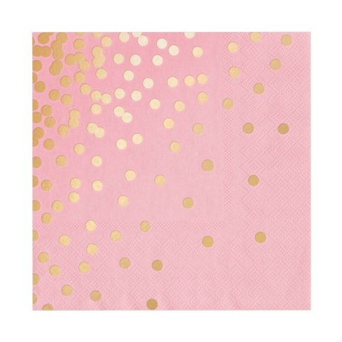 Serwetki Różowe w złote kropki 33x33cm, 10 szt. Serwetki Różowe w złote kropki 33x33cm, 10 szt.