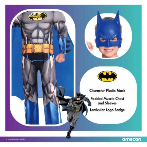 Strój, Kostium przebranie Batman niebieski Brave&Bold 6-8 lat Strój, Kostium przebranie Batman niebieski Brave&Bold 6-8 lat