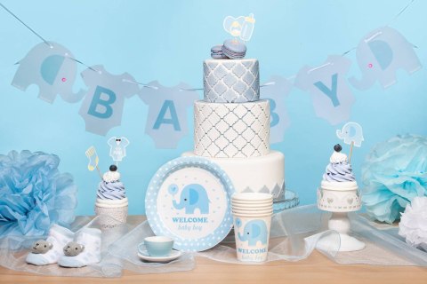 Toppery na Baby Shower dla chłopca słonik 5szt Toppery na Baby Shower dla chłopca słonik 5szt