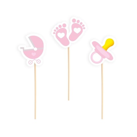 Toppery na Baby Shower dla dziewczynki 6szt Toppery na Baby Shower dla dziewczynki 6szt