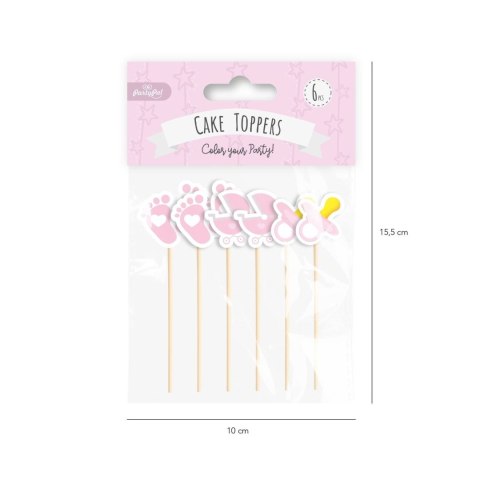 Toppery na Baby Shower dla dziewczynki 6szt Toppery na Baby Shower dla dziewczynki 6szt
