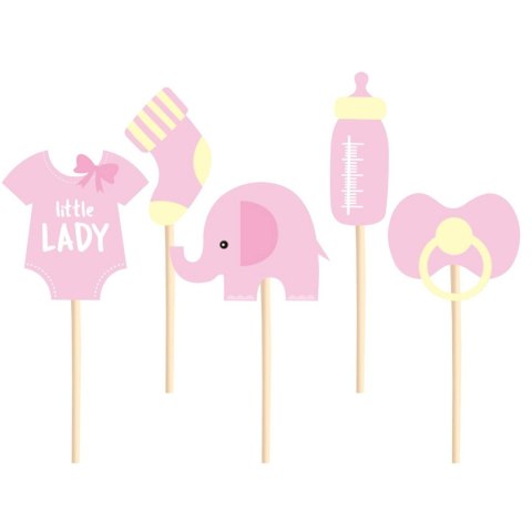 Toppery na Baby Shower dla dziewczynki słonik 5szt Toppery na Baby Shower dla dziewczynki słonik 5szt
