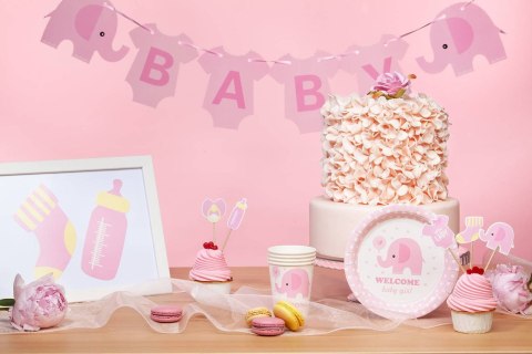 Toppery na Baby Shower dla dziewczynki słonik 5szt Toppery na Baby Shower dla dziewczynki słonik 5szt