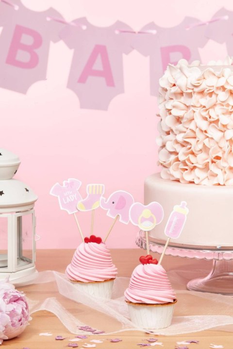 Toppery na Baby Shower dla dziewczynki słonik 5szt Toppery na Baby Shower dla dziewczynki słonik 5szt