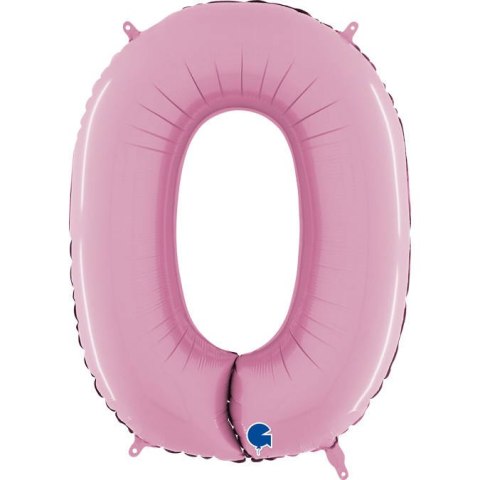 Balon Foliowy Cyfra 0 Różowa Pastel Pink, 66 cm Grabo Balon Foliowy Cyfra 0 Różowa Pastel Pink, 66 cm Grabo