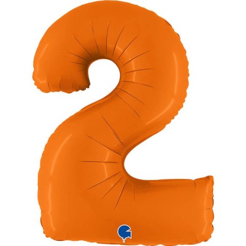 Balon Foliowy Cyfra 2, Matowa Pomarańczowa, 102cm Grabo Balon Foliowy Cyfra 2, Matowa Pomarańczowa, 102cm Grabo
