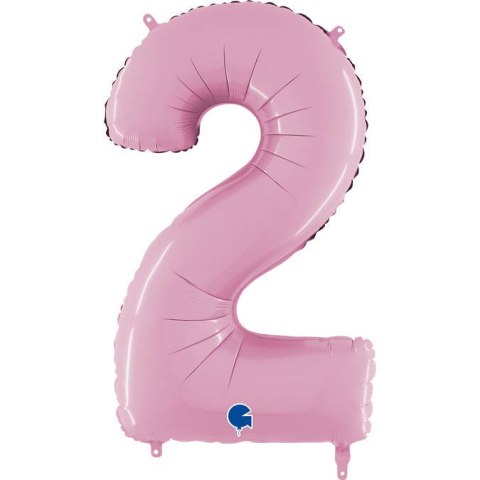 Balon Foliowy Cyfra 2 Różowa Pastel Pink, 66 cm Grabo Balon Foliowy Cyfra 2 Różowa Pastel Pink, 66 cm Grabo