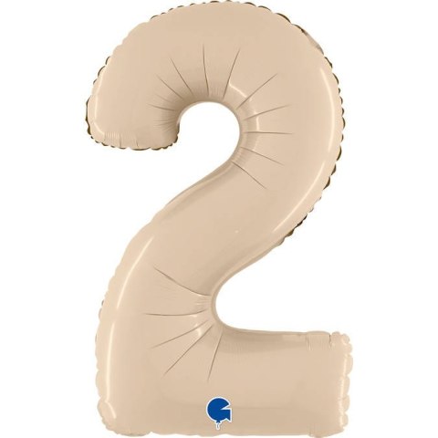 Balon Foliowy Cyfra 2, Satynowa Kremowa, 66 cm Grabo Balon Foliowy Cyfra 2, Satynowa Kremowa, 66 cm Grabo