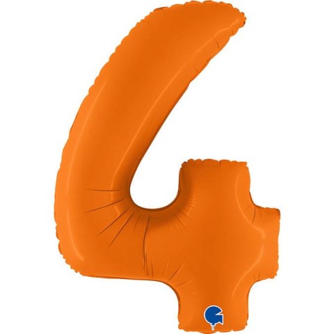Balon Foliowy Cyfra 4, Matowa Pomarańczowa, 102cm Grabo Balon Foliowy Cyfra 4, Matowa Pomarańczowa, 102cm Grabo