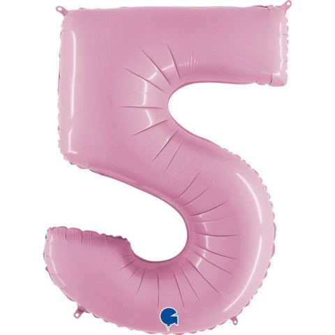 Balon Foliowy Cyfra 5 Różowa Pastel Pink, 66 cm Grabo Balon Foliowy Cyfra 5 Różowa Pastel Pink, 66 cm Grabo