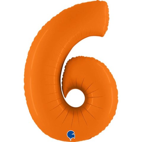 Balon Foliowy Cyfra 6, Matowa Pomarańczowa, 102cm Grabo Balon Foliowy Cyfra 6, Matowa Pomarańczowa, 102cm Grabo
