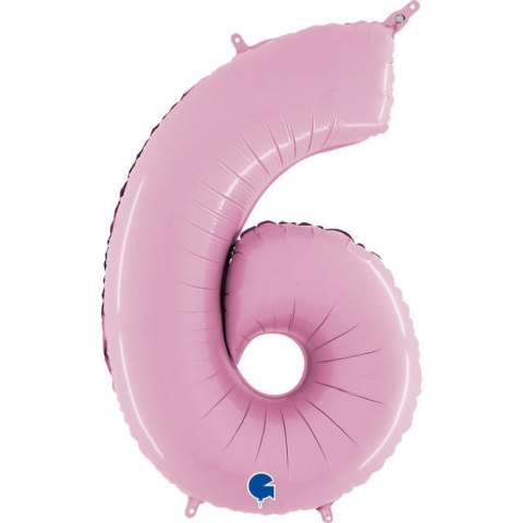 Balon Foliowy Cyfra 6 Różowa Pastel Pink, 66 cm Grabo Balon Foliowy Cyfra 6 Różowa Pastel Pink, 66 cm Grabo