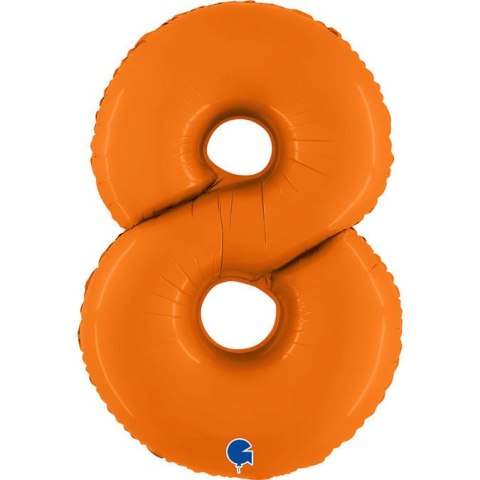 Balon Foliowy Cyfra 8, Matowa Pomarańczowa, 102cm Grabo Balon Foliowy Cyfra 8, Matowa Pomarańczowa, 102cm Grabo