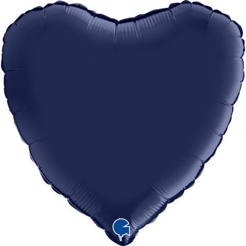 Balon Foliowy - Granatowe Satynowe Serce 46 cm, Grabo Balon Foliowy - Granatowe Satynowe Serce 46 cm, Grabo