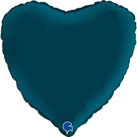 Balon Foliowy - Niebieskie Morskie Satynowe Serce 46 cm, Grabo Balon Foliowy - Niebieskie Morskie Satynowe Serce 46 cm, Grabo