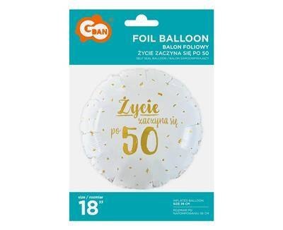 Balon Foliowy okrągły, Życie zaczyna się po 50, 46cm Balon Foliowy okrągły, Życie zaczyna się po 50, 46cm