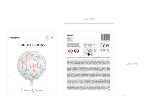 Balon foliowy Bride to be kwiaty 45 cm Balon foliowy Bride to be kwiaty 45 cm