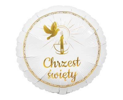 Balon foliowy Chrzest Święty (gołąbek i świeca) 46cm Balon foliowy Chrzest Święty (gołąbek i świeca) 46cm
