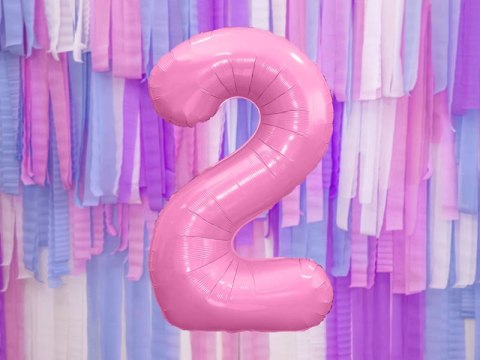 Balon foliowy Cyfra 2, 86cm, różowy Balon foliowy Cyfra 2, 86cm, różowy