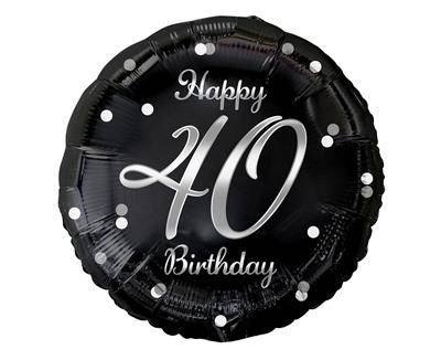 Balon foliowy Happy 40 Birthday, czarny srebrny nadruk, 46 cm Balon foliowy Happy 40 Birthday, czarny srebrny nadruk, 46 cm