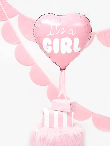Balon foliowy Serce Różowe - It's a girl, 45cm Balon foliowy Serce Różowe - It's a girl, 45cm