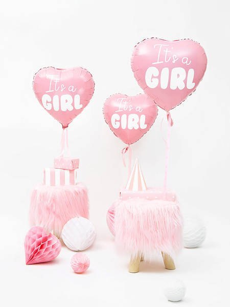 Balon foliowy Serce Różowe - It's a girl, 45cm Balon foliowy Serce Różowe - It's a girl, 45cm