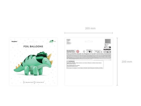 Balon foliowy Triceratops, 101x60.5cm, zielony Balon foliowy Triceratops, 101x60.5cm, zielony