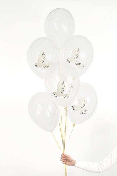 Balony Gołąb, Crystal Clear, 30cm 6szt. Balony Gołąb, Crystal Clear, 30cm 6szt.
