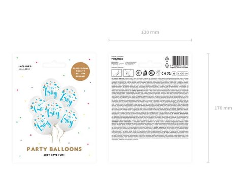 Balony lateksowe It's a Boy, Pastel Pure White, 30cm, 6 szt. Balony lateksowe It's a Boy, Pastel Pure White, 30cm, 6 szt.