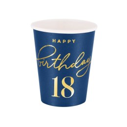Kubeczki Happy Birthday 18, granatowy 220ml 6szt.