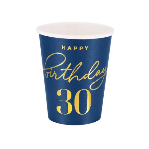 Kubeczki Happy Birthday 30, granatowy 220ml 6szt. Kubeczki Happy Birthday 30, granatowy 220ml 6szt.