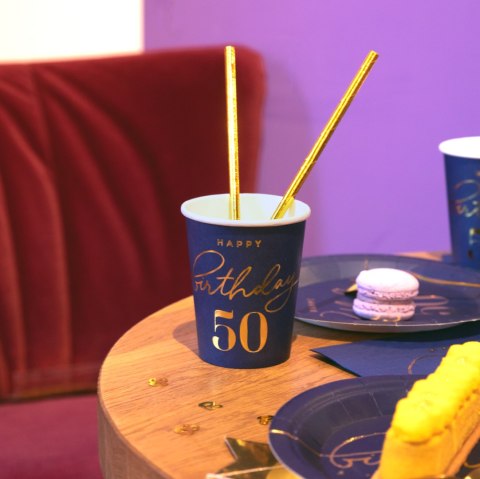Kubeczki Happy Birthday 50, granatowy 220ml 6szt. Kubeczki Happy Birthday 50, granatowy 220ml 6szt.