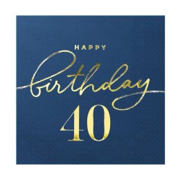 Serwetki Happy Birthday 40 granatowe 10szt.