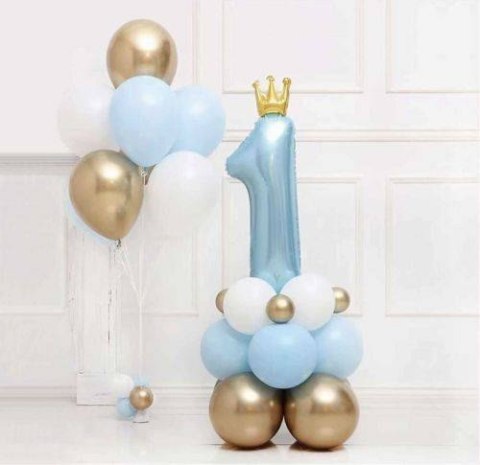 Zestaw balonów roczek niebieski Cyfra 1 + balony lateksowe, 29 el. Zestaw balonów roczek niebieski Cyfra 1 + balony lateksowe, 29 el.