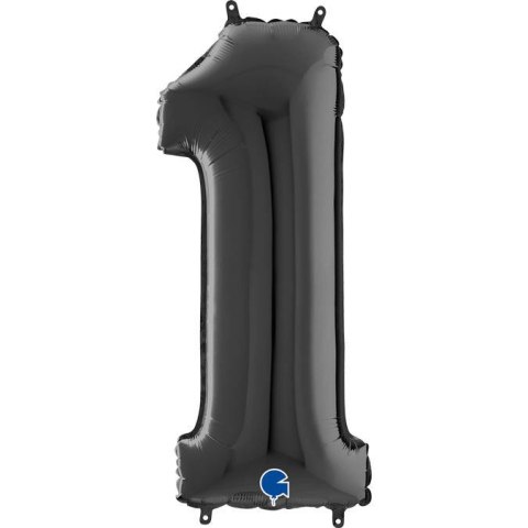 Balon Foliowy Cyfra 1 Czarny, 66 cm Grabo Balon Foliowy Cyfra 1 Czarny, 66 cm Grabo