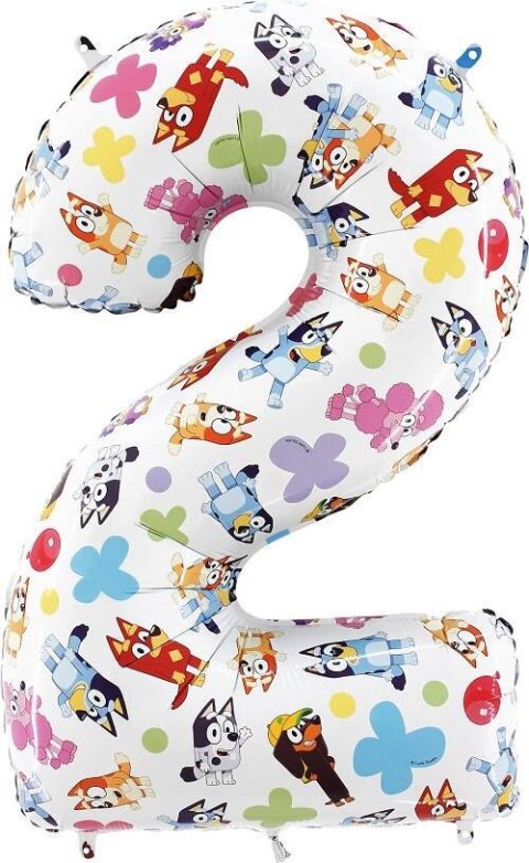 Balon Foliowy Cyfra 2, Bluey, 66 cm Grabo Balon Foliowy Cyfra 2, Bluey, 66 cm Grabo