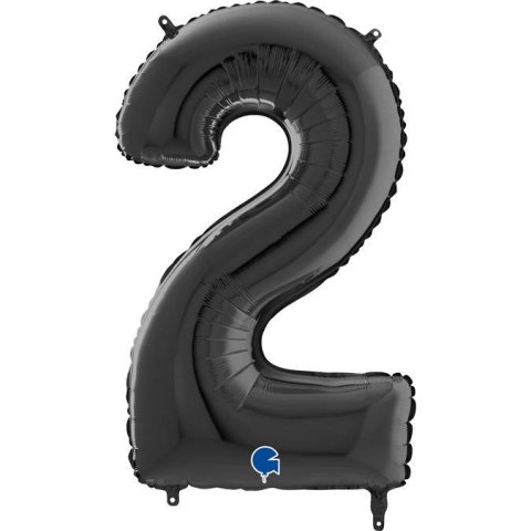 Balon Foliowy Cyfra 2 Czarny, 66 cm Grabo Balon Foliowy Cyfra 2 Czarny, 66 cm Grabo