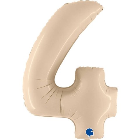 Balon Foliowy Cyfra 4, Satynowa Kremowa 66cm Grabo Balon Foliowy Cyfra 4, Satynowa Kremowa 66cm Grabo