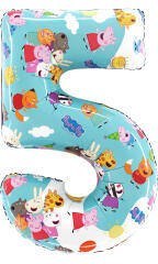 Balon Foliowy Cyfra 5, Świnka Peppa, 66 cm Grabo Balon Foliowy Cyfra 5, Świnka Peppa, 66 cm Grabo