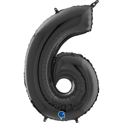 Balon Foliowy Cyfra 6 Czarny, 66 cm Grabo Balon Foliowy Cyfra 6 Czarny, 66 cm Grabo