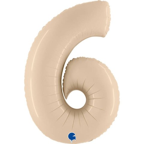 Balon Foliowy Cyfra 6, Satynowa Kremowa 66cm Grabo Balon Foliowy Cyfra 6, Satynowa Kremowa 66cm Grabo