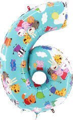 Balon Foliowy Cyfra 6, Świnka Peppa, 66 cm Grabo Balon Foliowy Cyfra 6, Świnka Peppa, 66 cm Grabo