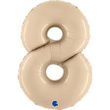 Balon Foliowy Cyfra 8, Satynowa Kremowa 66cm Grabo Balon Foliowy Cyfra 8, Satynowa Kremowa 66cm Grabo