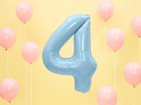 Balon foliowy Cyfra 4, 86cm, jasny niebieski Balon foliowy Cyfra 4, 86cm, jasny niebieski