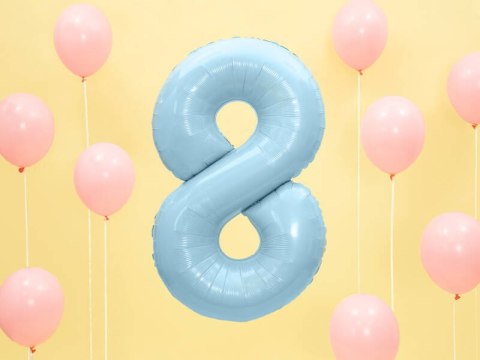 Balon foliowy Cyfra 8, 86cm, jasny niebieski Balon foliowy Cyfra 8, 86cm, jasny niebieski