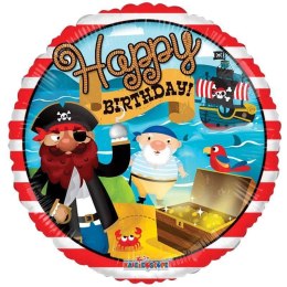 Balon foliowy Happy Birthday Piraci, 46 cm
