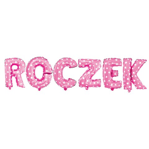 Balon foliowy napis ROCZEK różowy w gwiazdki, 40 cm Balon foliowy napis ROCZEK różowy w gwiazdki, 40 cm