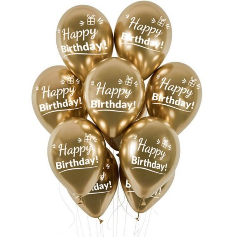 Balony urodzinowe złote Chrom Happy Birthday, 30cm, 50 szt. Balony urodzinowe złote Chrom Happy Birthday, 30cm, 50 szt.