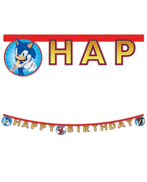 Girlanda urodzinowa Sonic "Happy Birthday", 200cm Girlanda urodzinowa Sonic "Happy Birthday", 200cm