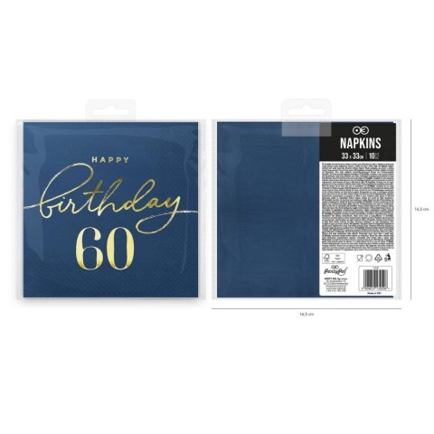 Serwetki Happy Birthday 60 granatowe 10szt. Serwetki Happy Birthday 60 granatowe 10szt.